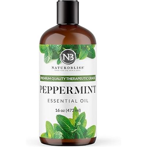 NaturoBliss Peppermint Essential Oil, 100% Pure and Natural Therapeutic Grade, Premium Quality Peppermint Oil, 16 fl. Oz - Perfect for Aromatherapy and Relaxation