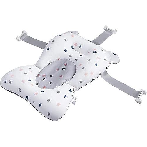 Baby Bath Pad, Breathable Soft Baby Bathtub Mat, Adjustable Nonslip Newborn Toddler Bath Cushion, Comfortable Baby Bath Skin Friendly Bathtub Floating Pad for 0 12 Months Infant(Star)