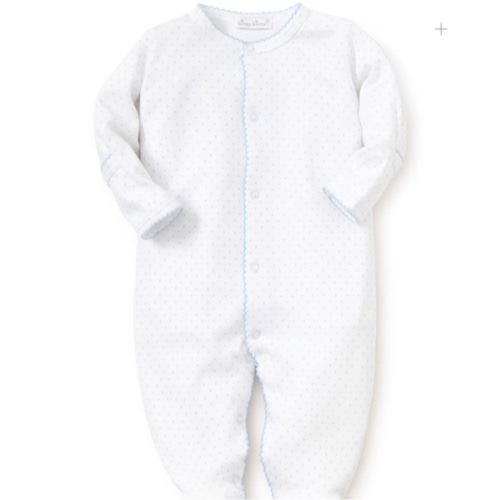 White/Blue New Kissy Dots Print Footie