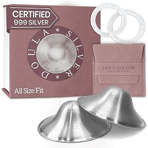 The Original Silver Nursing Cups - Nipple Shields for Breastfeeding - Nickel Free, Zero Irritation, Invisible and Lightweight - 999 Pure Silver Nipple Covers for Newborn Essentials