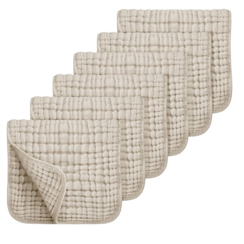 Looxii Muslin Burp Cloths 6 Pack - 20" x 10" - Ultra Soft & Absorbent, 6-Layer 100% Cotton for Spit Up & Drool- Gentle Neutral Burping Cloths, Baby Newborn Essentials Gifts for Boys Girls, Apricot