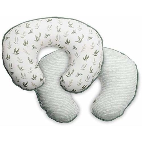 Boppy Organic Fabric Pillow Cover, Green Little Leaves, Fashionable Two-Sided Design, Fits All Nursing Pillows & Positioners
