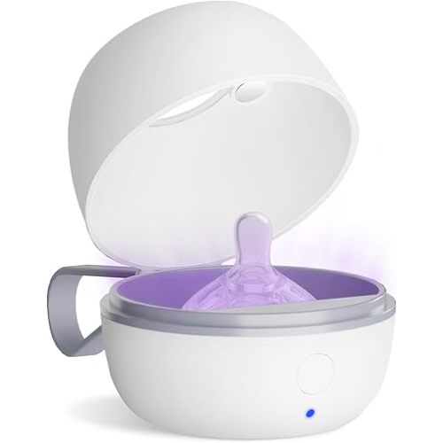Portable Pacifier Sanitizer, UV Light Sanitizer Box, 99.99% Cleaned in 3 Minutes, 180-Min Battery Life, USB Rechargeable, Baby Pacifier Sanitizer On The Go