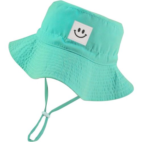 Smile Face Baby Sun Hat Baby Boy Girl Hats Toddler Sun Hat Bucket Hat UPF 50+ Infant Sun Hat Newborn Sun Hat - 6-24 Months - Smile Face-aqua