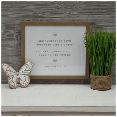 She Is Clothed Proverbs 31:25 Framed Wall Decor