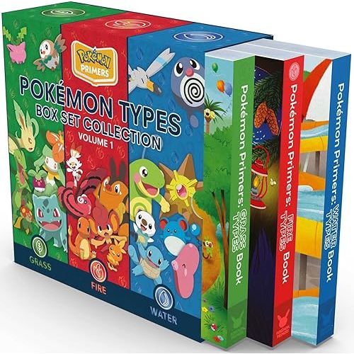 Pokémon Primers Types: Box Set Collection Volume 1: Grass, Fire, and Water Paperback – Sticker Book, September 26, 2023