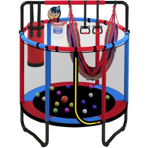 55'' Toddler Trampoline for Kids, SEGMART Kids Trampoline with Enclosure Net and Balls, Indoor Outdoor Mini Small Trampoline Birthday Gifts for Boys and Girls Age 3 Months and up