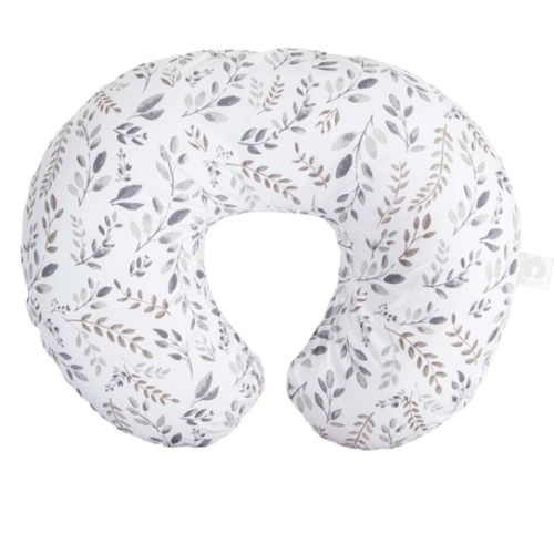 Boppy Original Nursing Pillow, Gray Taupe Leaves, Ergonomic Nursing Essentials for Bottle and Breastfeeding, Firm Fiber Fill, with Removable Pillow Cover, Machine Washable
