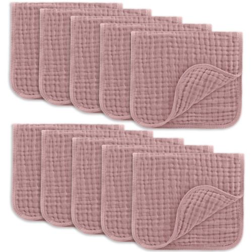 Muslin Burp Cloths Large 100% Cotton by Comfy Cubs, Color: Mauve, Size: pack of 10