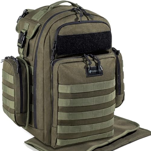 Dinictis Dad Diaper Bag, Mens Diaper Bag Backpack with Diaper Changing Mat, Military Diaper Backpack