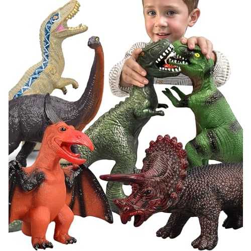 Gzsbaby 6 Piece Jumbo Dinosaur Toys for Kids 3-5 and Toddlers, Large Soft Dinosaur Toys for Lovers - Perfect Party Favors, Birthday Gifts