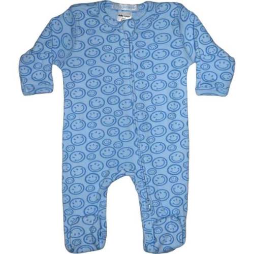 Baby Two-Way Zipper Footie, Blue Chalk Smile