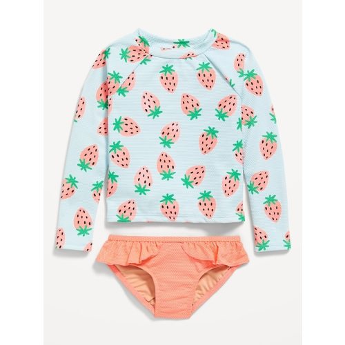 Printed Rashguard Top and Ruffled Bikini Swim Set for Toddler & Baby