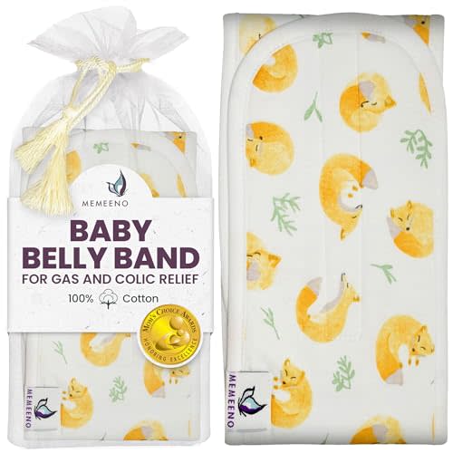 MEMEENO Baby Belly Band for Gas & Colic Relief - Heated Tummy Wrap for Newborns, Sleep Fox