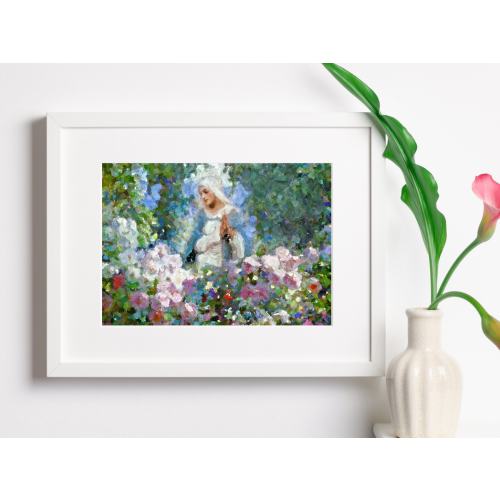 Our Lady Among the Flowers | Catholic Artwork | Virgin Mary | Virgin Mary Image | Catholic Gift | Mother Mary | Catholic Gifts for Women