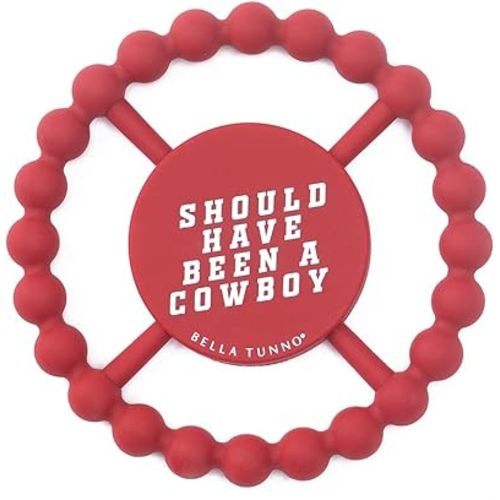 Bella Tunno Happy Teether for Boys – Soft & Easy Grip Baby Boy Teether Toy, Silicone Teether Ring to Help Soothe Gums, Non-Toxic and BPA Free, Cowboy