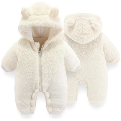 UVIPC Baby Newborn Bear Fleece Snowsuit Winter Coat Warm Hooded Jumpsuit for Baby boy girl
