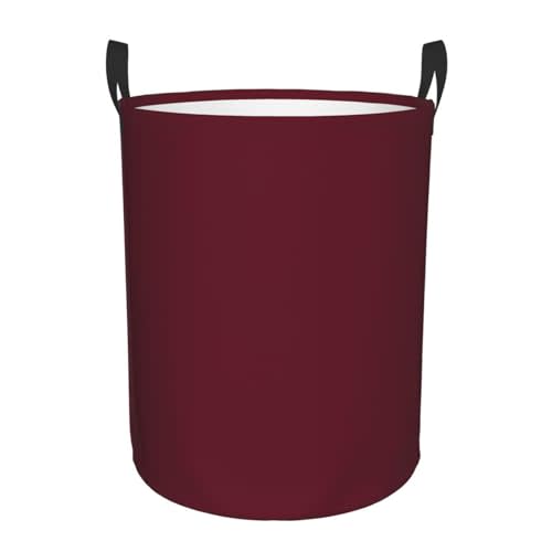 Kuilepa Maroon Print Laundry Basket Circular Laundry Hamper With Handles Waterproof Dirty Clothes Storage Basket For Bedroom Bathroom Dorm Living Room-Medium