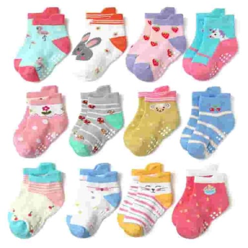12 Pairs Baby Non Slip Socks Toddler Socks With Grips Ankle For Infants Girls Boys