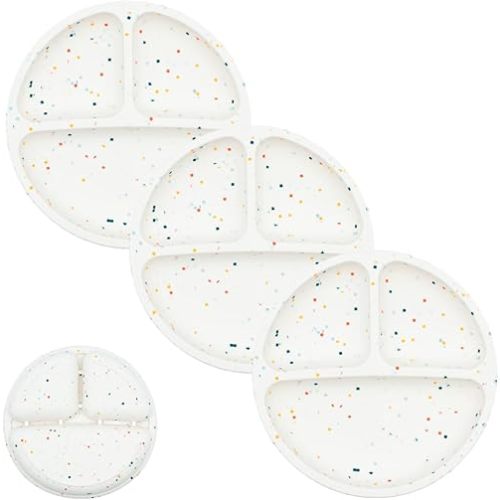 WeeSprout Silicone Divided Plates (No Lids), 100% Food Grade Silicone Divided Plates for Toddlers & Kids, Dishwasher & Microwave Safe
