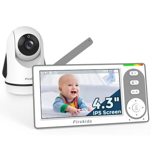 Firskids Baby Monitor - 1000ft Long Range Baby Monitor with Camera and Audio No WiFi, Built in 3500mAh Battery,Auto Night Vision, Temperature, 2-Way Talk, 8 Lullabies, 4.3'' Screen