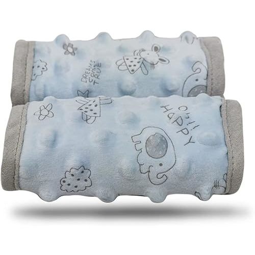 car seat Strap Cover for Baby, seat Belt Cover Cushion, Belt Pads fit Baby Carrier/Pushchair/Stroller, Cozy Peace Dotted Minky, Blue