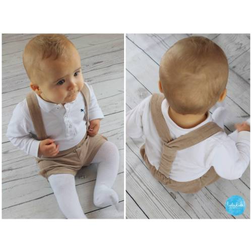 SALE boy suspender shorts, beige toddler shorts with suspenders, corduroy shorts
