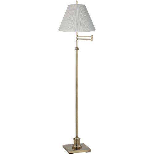 360 Lighting Westbury Chic Style Swing Arm Adjustable Floor Lamp Standing 70" Tall Antique Brass Gold White Mushroom Pleated Empire Shade for Bedroom Bedside House Reading Living Room Home
