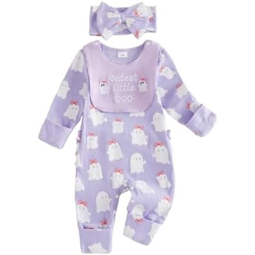 FYBITBO My First Halloween Baby Girl Outfit Newborn Little Pumpkin Romper Coming Home Jumpsuit Cute Fall Baby Clothes