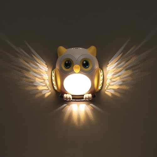 3D Owl Night Light for Kids - Motion Sensor LED Night Lamp with Magnetic Mount, 3 Modes (Steady/Motion-Activated/Fade), Rechargeable Type-C, Child-Safe Nursery Wall Light for Bedroom, Hallway (Yellow)