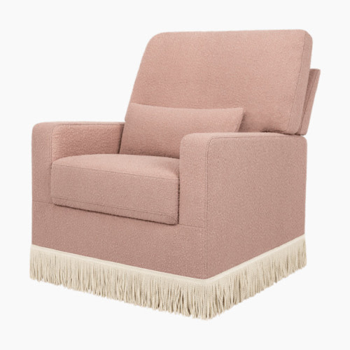 Crawford Pillowback Comfort Swivel Glider - Rose Boucle With Ivory Tassel Fringe