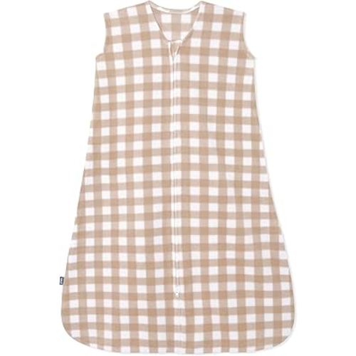 HALO Sleepsack, Micro-Fleece Wearable Blanket, Swaddle Transition Sleeping Bag, TOG 1.0, Gingham Tan, Medium, 9-12 Months