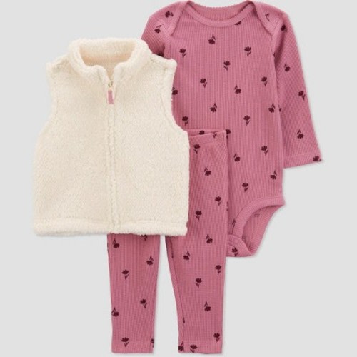 Carter's Just One You®️ Baby Girls' Floral Vest Top & Bottom Set - Purple/White 9M