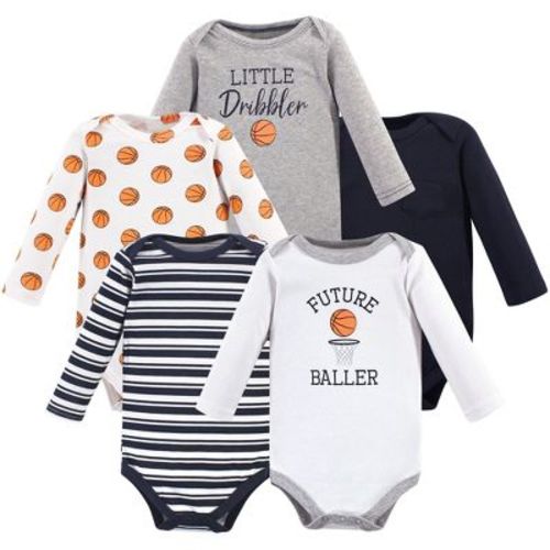 Hudson Baby Infant Boy Cotton Long-sleeve Bodysuits 5pk, Basketball, 6-9 Months