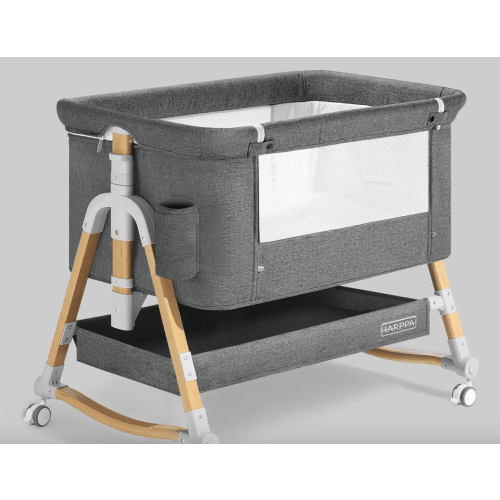 HARPPA Cuddly 3-in-1 Baby Bassinet | Dark Grey-wooden