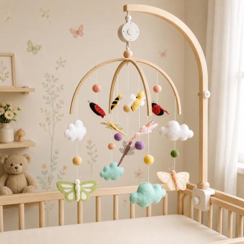 Handmade Felt Baby Mobile – Ladybug, Bee, Butterfly, Cloud Crib Mobile, Nursery Decor, Baby Shower Gift