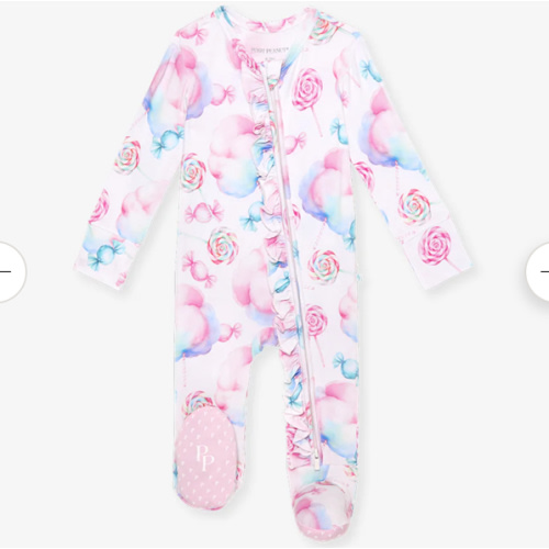 Sweeties Footie Ruffled Zippered One Piece