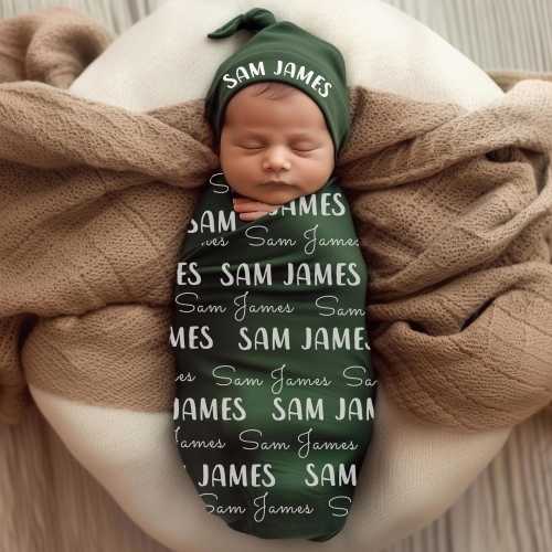 Personalized Baby Swaddle Blanket, Custom Name Swaddle Set For Girl or Boy, Newborn Swaddle, Hospital Coming Home Outfit, Name Announcement