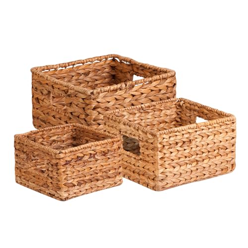 Honey-Can-Do Natural Wicker Storage Baskets, Perfect For Organizing, Storage, and Gifts, Multi-size 3-Pack Nesting Baskets for Home Organization and Décor