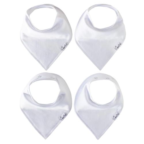 Copper Pearl 4 Pack Soft Cotton Baby Bibs for Drooling and Teething, Absorbent Drool Bibs for Baby Girl and Boy, Adjustable to Fit Newborns to Toddlers (White Basics)