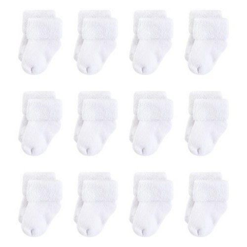 Touched by Nature Baby Unisex Organic Cotton Socks, White Terry, Size: 6-12 months