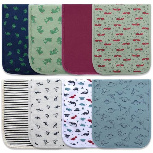 Hakochia Burp Cloths for Baby Boy Organic Cotton Large Burp Clothes Extra Absorbent Soft Burping Rags Spit Up Cloth Sets for Newborns 8 Pack