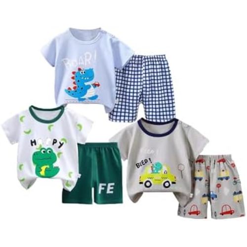 Baby Boy Shorts Set - Toddler Summer Clothes with Dinosaur Cotton Tops + Shorts Outfits Clothing 6 Months-4 Year