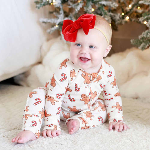 Christmas Bamboo Waffle Convertible Zip Rompers