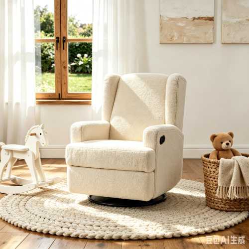 Nursery Recliner Chair with 360° Swivel, Rocking Function and Footrest