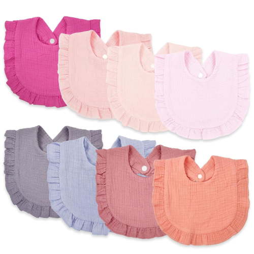 Baby Bibs for Girls Boys 8 Pack Muslin Bibs Drool Bibs Super Absorbent 100% 4-Layer Muslin Cotton Muslin Baby Bibs for Infant Toddler Teething Drooling Bibs Baby Essentials
