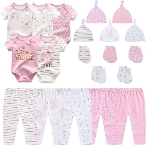 Unisex Baby Boy Girl Bodysuits Sets 20 Pack Cotton Casual New Born Clothes Comfort Infant Outfit Essentials