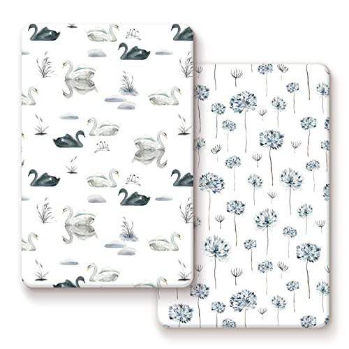 Pack n Play Sheets Fitted 2 Pack, Stretchy Ultra Soft Jersey Knit Pack and Play Sheets, Universal Fitted Portable/Mini Crib Mattresses Snug and Safe, Stylish Pattern for Boy and Girl