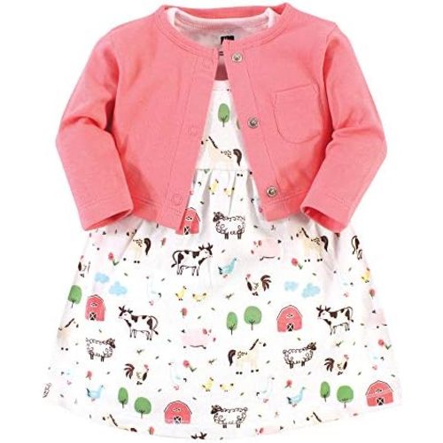 Hudson Baby Baby Girls' Cotton Dress and Cardigan Set