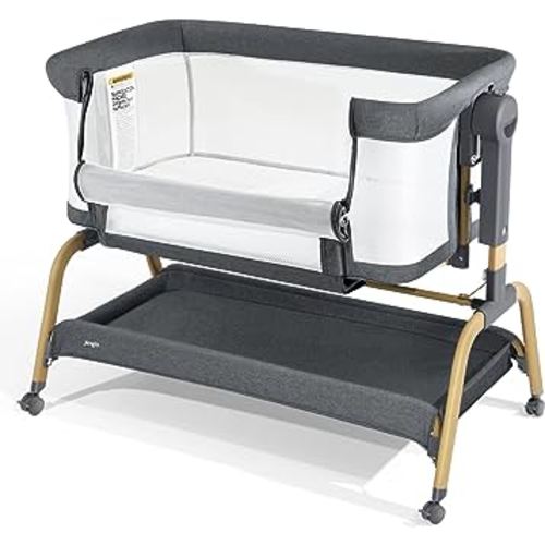 3 in 1 Baby Bassinet, Rocking Bassinet with Storage Basket and Wheels, Adjustable Height Bassinet Bedside Sleeper, Easy Folding Portable Crib for Newborn